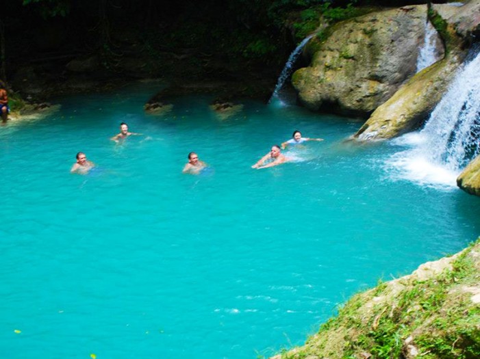 Bamboo Rafting & Blue Hole Waterfall Tour